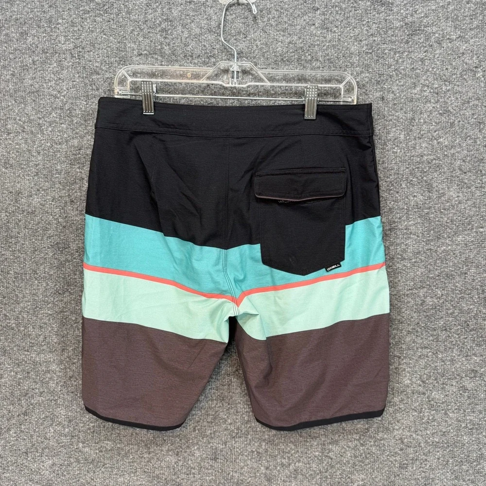 Oneill Board Shorts Mens 31 Blue‎ Striped Performance Swim Trunks Surf Light
